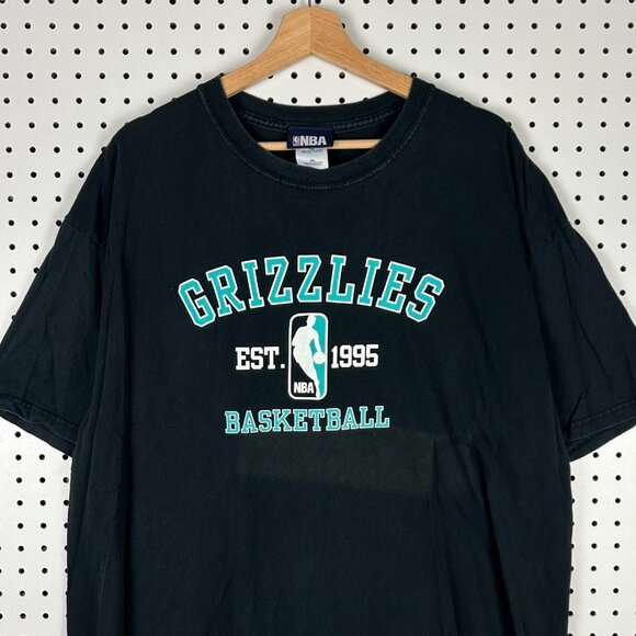 Memphis Grizzlies NBA T Shirt Size XXL Black Teal Faded Y2K Throwback Vancouver - Picture 2 of 6